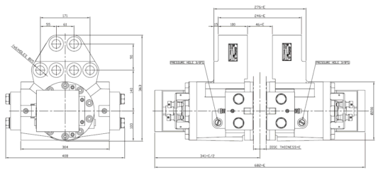 Diagram for Industrial Brakes NHCD 1407, NHCD 1410, NHCD 1411, NHCD 1413, NHCD 1415