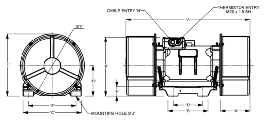 Dimensional diagram for IBL product line (2 pole). Replacement for MSVI 36 and MM36 models.