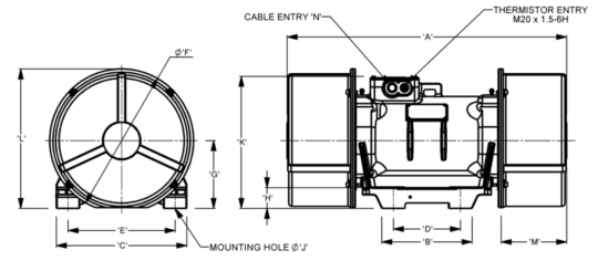 Dimensional diagram for IBL product line (6 pole). Replacement for MSVI 12 and MM12 models.