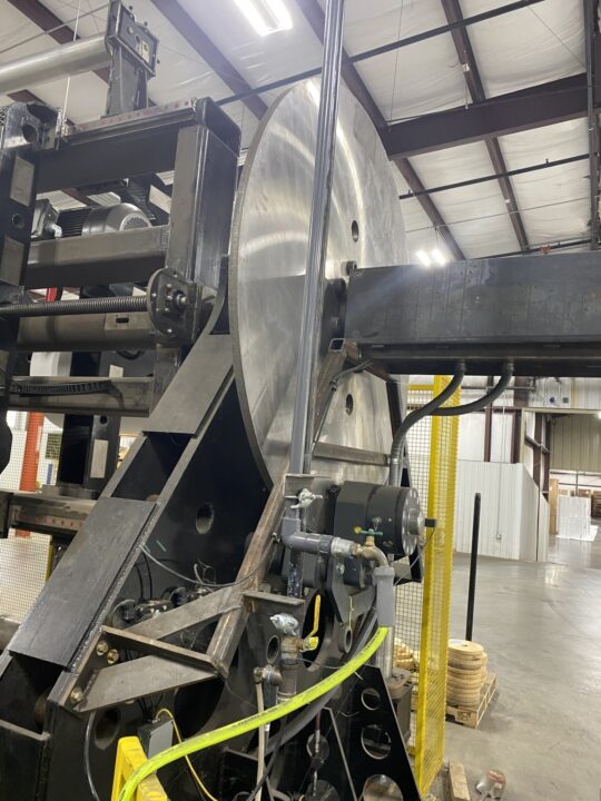 spring applied hydraulically released disc brake on paper turret