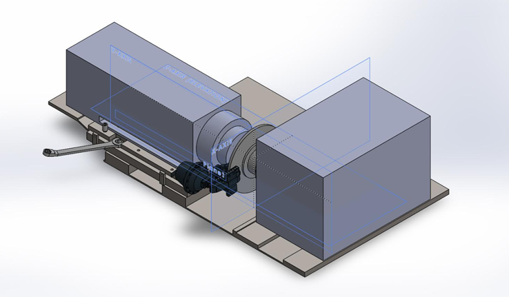 Rewind model showing the motor, gearbox, and disc braking system